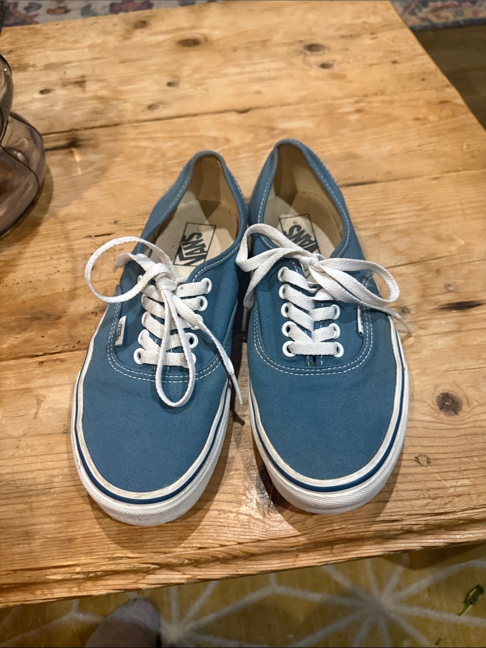 Vans Blue Canvas Low-Top Sneakers with White Laces